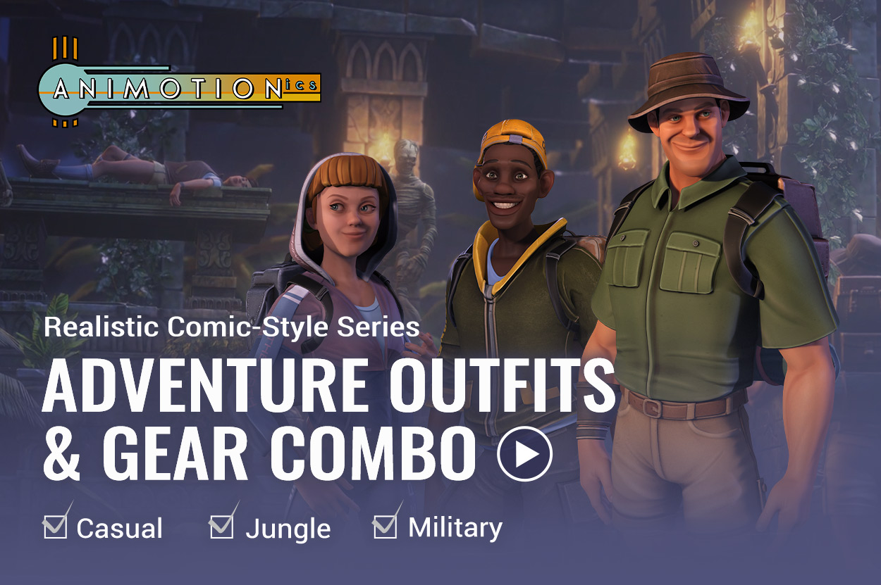 Adventure Outfits and Gears Combo-3d Outfits and Props